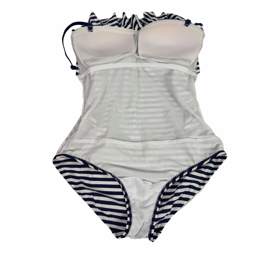 Boden Womens Bandeau size 8 Blue White Stripe One-Piece Swimsuit - Picture 3 of 7